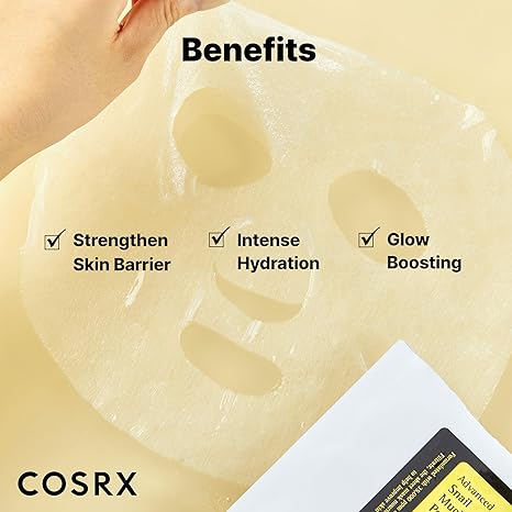 COSRX Snail Mucin Sheet Mask – 10-Pack Hydrating & Repairing Korean Face Masks for Dry, Sensitive Skin – Cruelty-Free, Paraben-Free, with Snail Mucin Serum