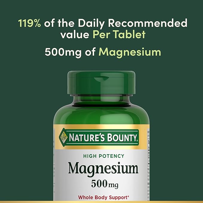 Nature’s Bounty Magnesium 500mg – Bone, Muscle & Nerve Support – 200 Tablets – Vegetarian, Non-GMO