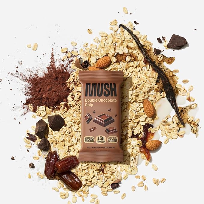 MUSH Double Chocolate Chip Protein Bar – 15g Protein, Gluten-Free, No Refined Sugar
