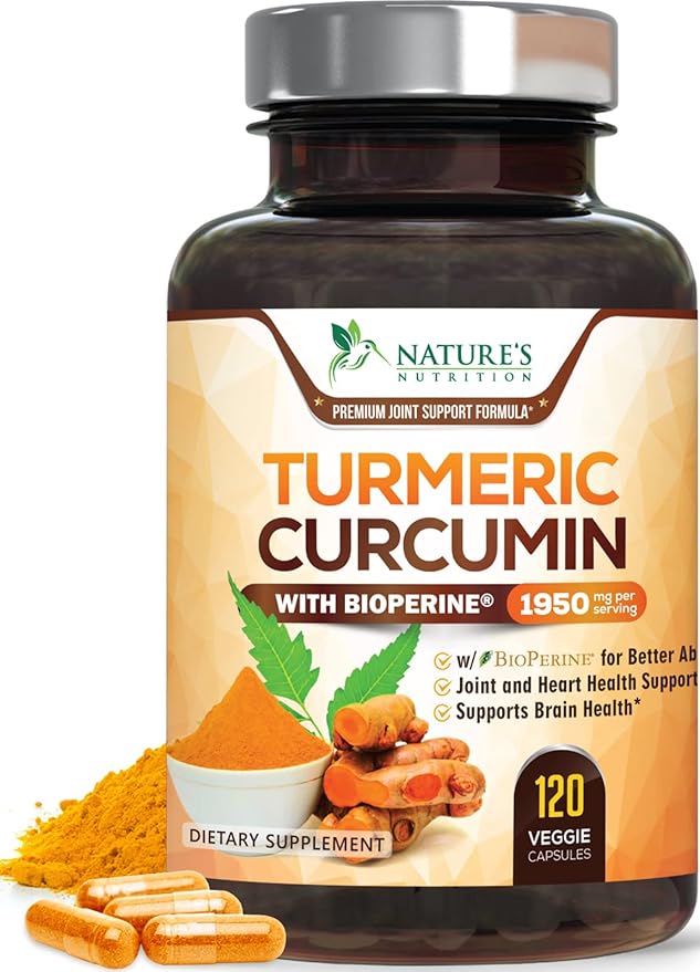 Turmeric Curcumin 1950mg with 95% Curcuminoids & BioPerine – High Absorption Joint & Immune Support – Vegan, Non-GMO, Gluten-Free – 120 Capsules