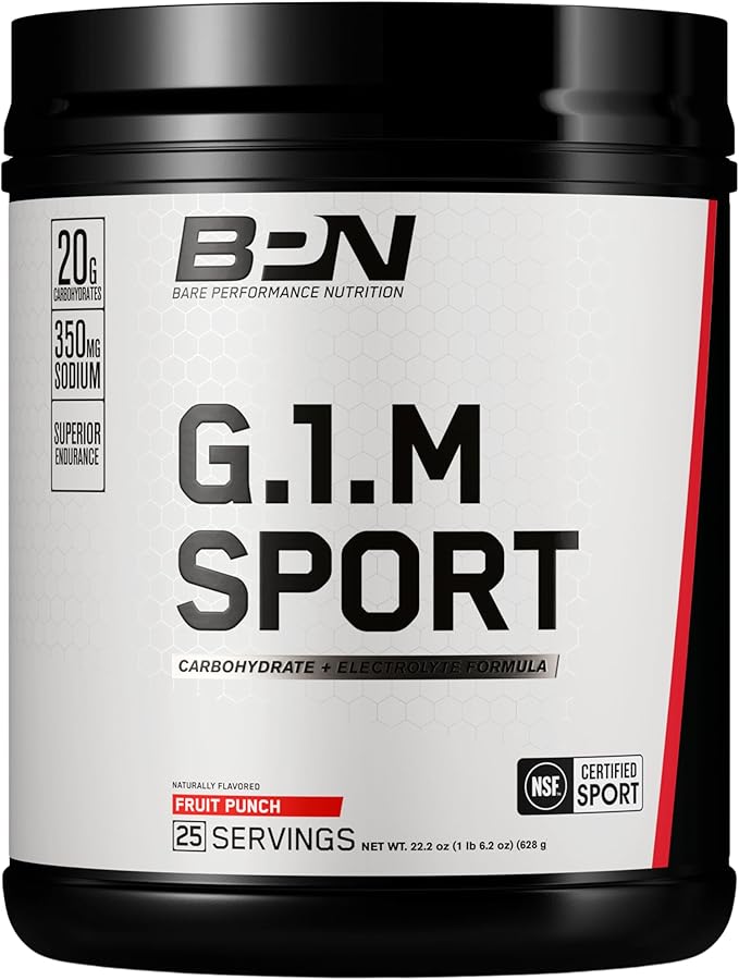 BARE PERFORMANCE NUTRITION BPN G.1.M Go One More Sport – Superior Carbohydrate & Electrolytes Powder, Fruit Punch, 25 Servings