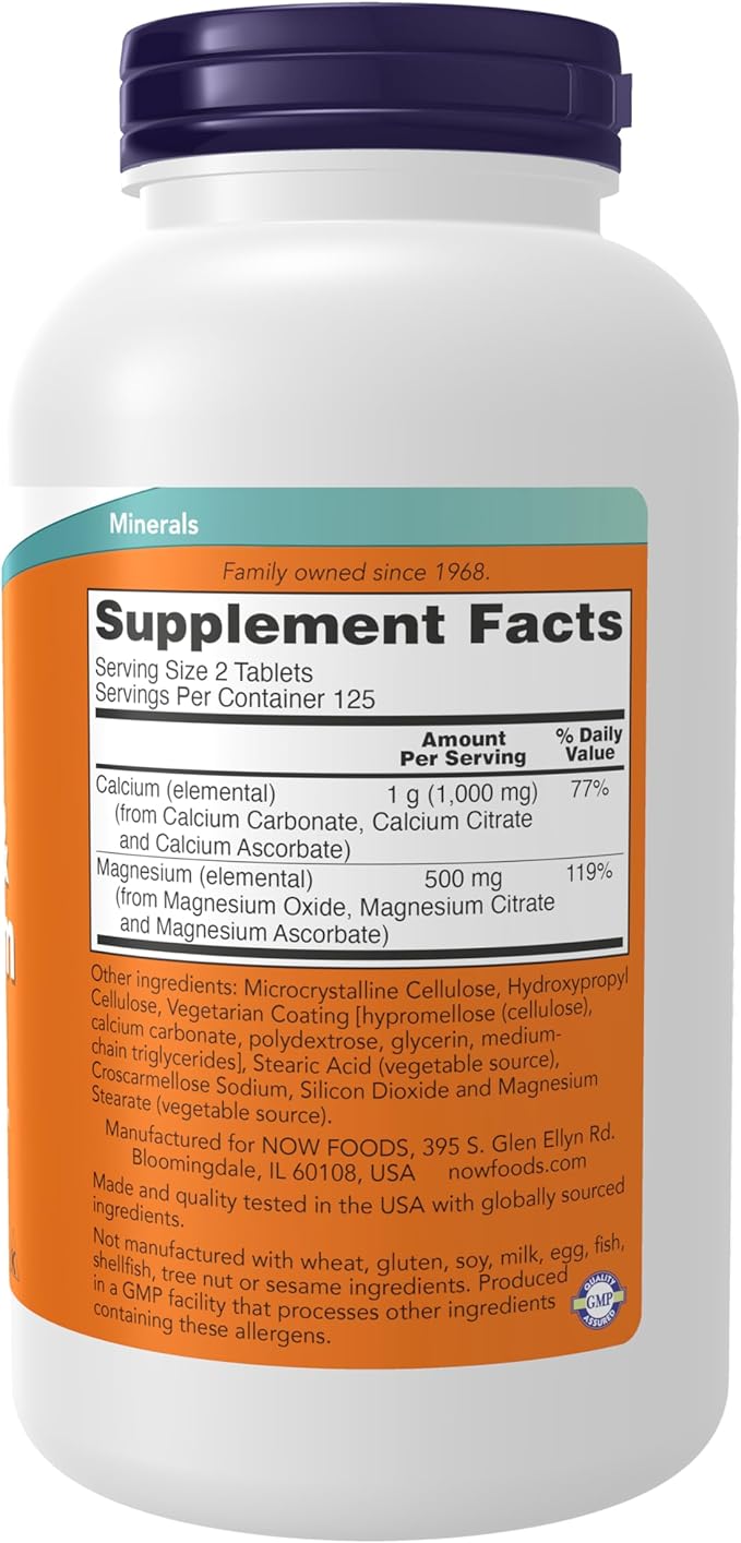 NOW Foods Calcium & Magnesium 2:1 – High Potency Bone Health Support – 250 Tablets