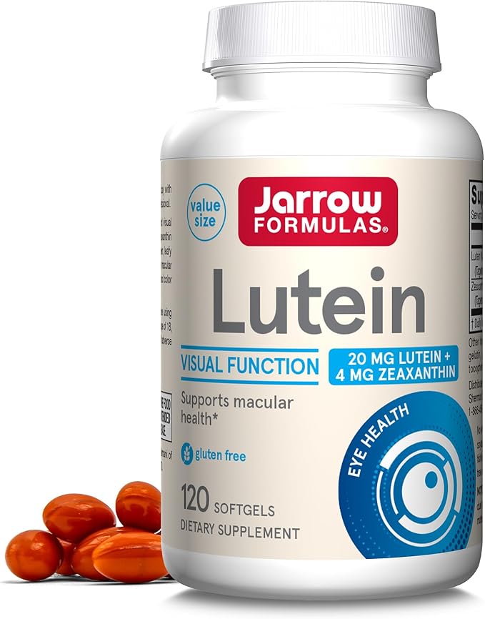 Jarrow Formulas Lutein 20mg with Zeaxanthin 4mg – Eye & Macular Health Support – Non-GMO, Gluten-Free – 120 Softgels (120-Day Supply)