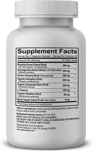 Adaptogen Elite – Cortisol Balance & Natural Energy Support – Ashwagandha, Rhodiola, Schisandra & L-Theanine – Stress, Mood & Focus – Vegan, Non-GMO – 60 Capsules