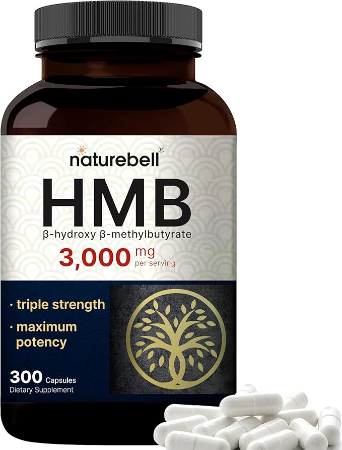NatureBell HMB – 3,000 mg Per Serving, 300 Capsules, Triple Strength Beta-Hydroxy Beta-Methylbutyrate, Non-GMO