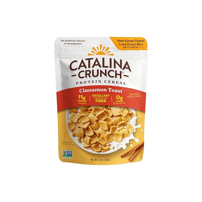 Catalina Crunch Protein Cereal – Cinnamon Toast, Sugar-Free, Gluten-Free, Keto Friendly, 9 oz Bag