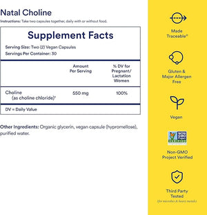 Ritual Natal Choline 550mg – Prenatal & Breastfeeding Brain Support – 30 Vegan Capsules