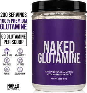 Pure L-Glutamine – Made in USA, 1,000g (2.2 lb) Bulk Powder, 200 Servings, Vegan, Non-GMO, Gluten & Soy Free