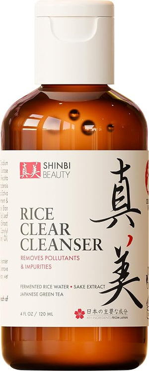 Shinbi Beauty Japanese Face Wash – Rice Water & Green Tea Cleanser – 99% Naturally Derived, Gentle, Vegan, Clean Beauty – 4oz