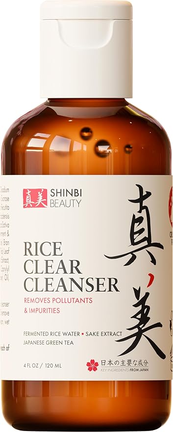 Shinbi Beauty Japanese Face Wash – Rice Water & Green Tea Cleanser – 99% Naturally Derived, Gentle, Vegan, Clean Beauty – 4oz
