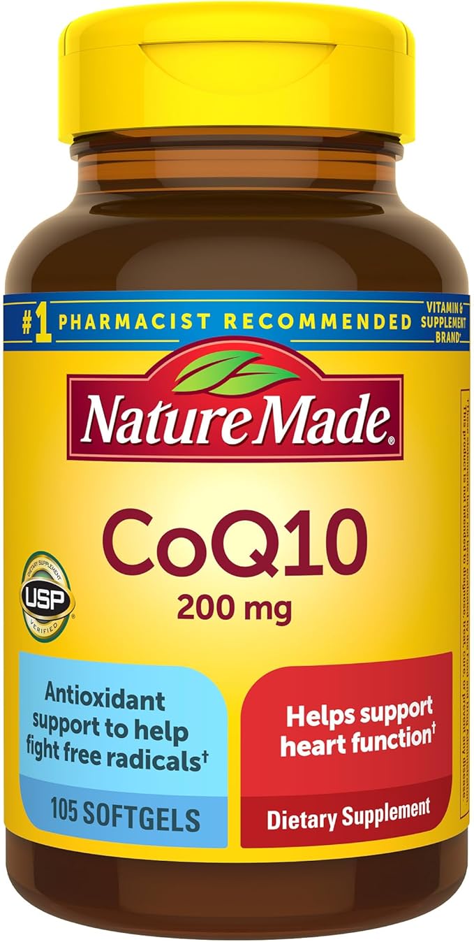 Nature Made CoQ10 200mg – Heart Health, Energy & Healthy Aging – Gluten-Free – 105 Softgels (105 Day Supply)