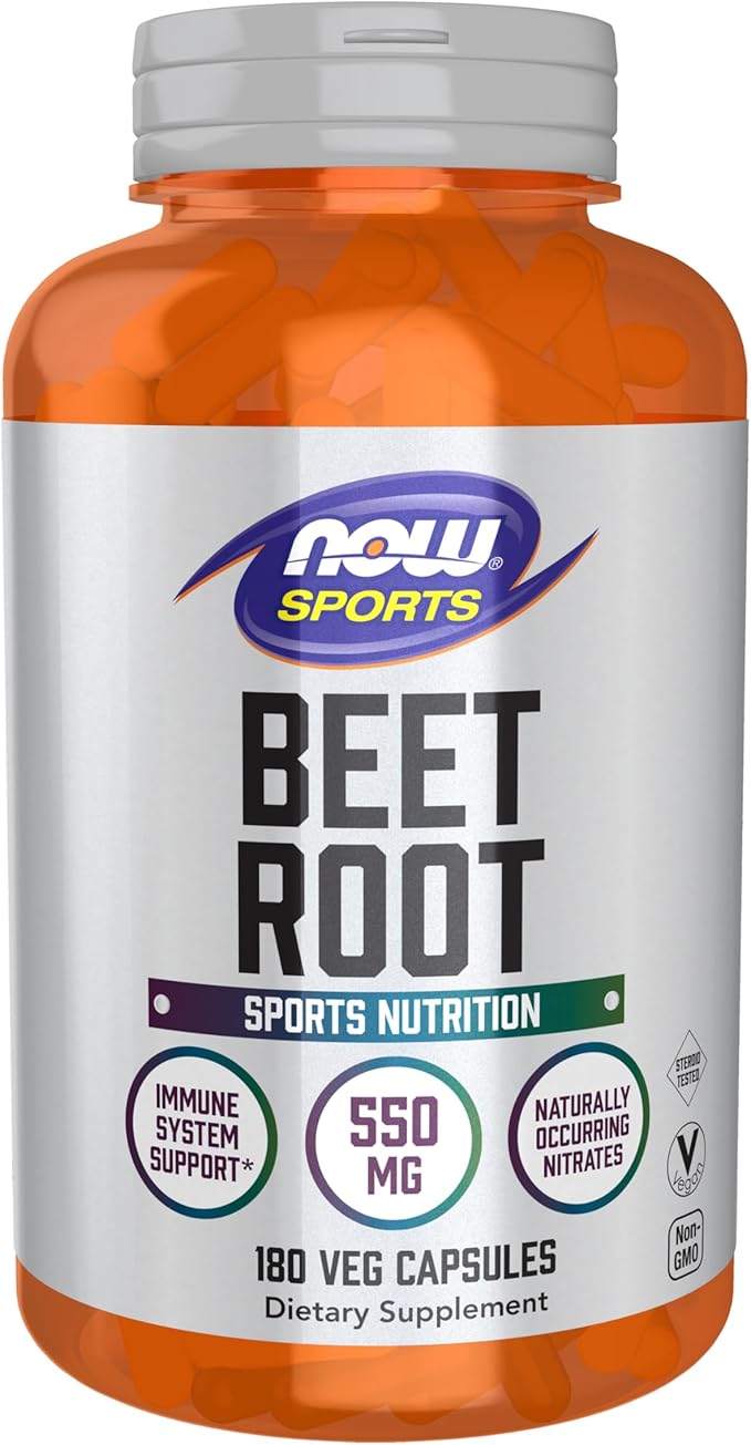 NOW Foods Sports Beet Root Veg Capsules – 550mg, 180 Capsules, Naturally Occurring Nitrates, Immune Support