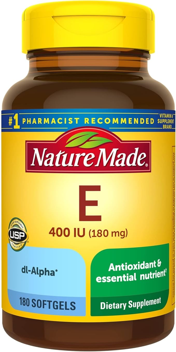 Nature Made Vitamin E 400 IU – Antioxidant, Immune & Skin Support – 180 Softgels – USP Verified
