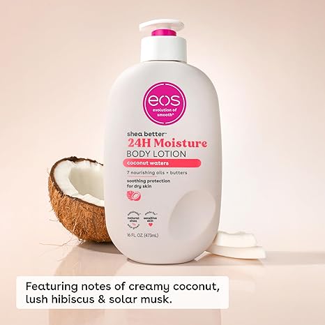 eos Shea Better Coconut Waters Body Lotion – 24-Hour Moisture, Lightweight, Non-Greasy, Vegan – 16 fl oz
