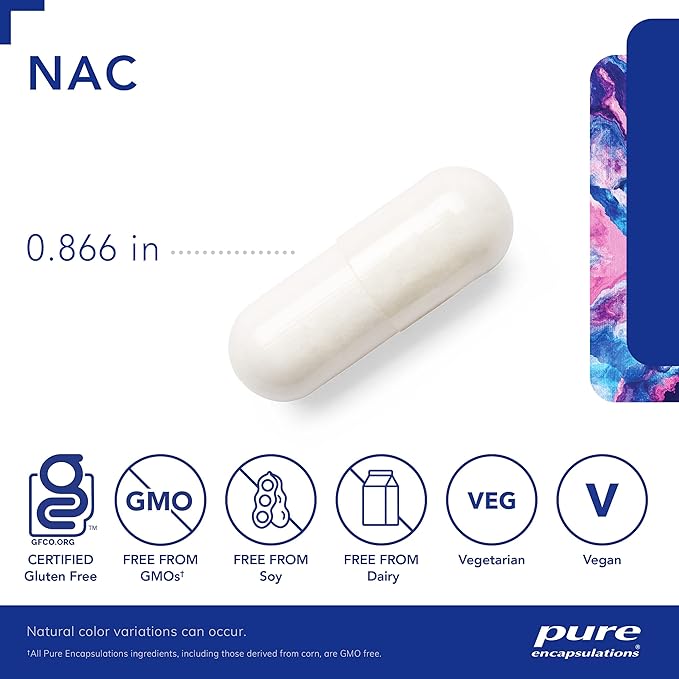 Pure Encapsulations NAC 600mg – Lung, Immune & Liver Support – Antioxidant & Glutathione Precursor – Non-GMO, Gluten-Free – 90 Capsules