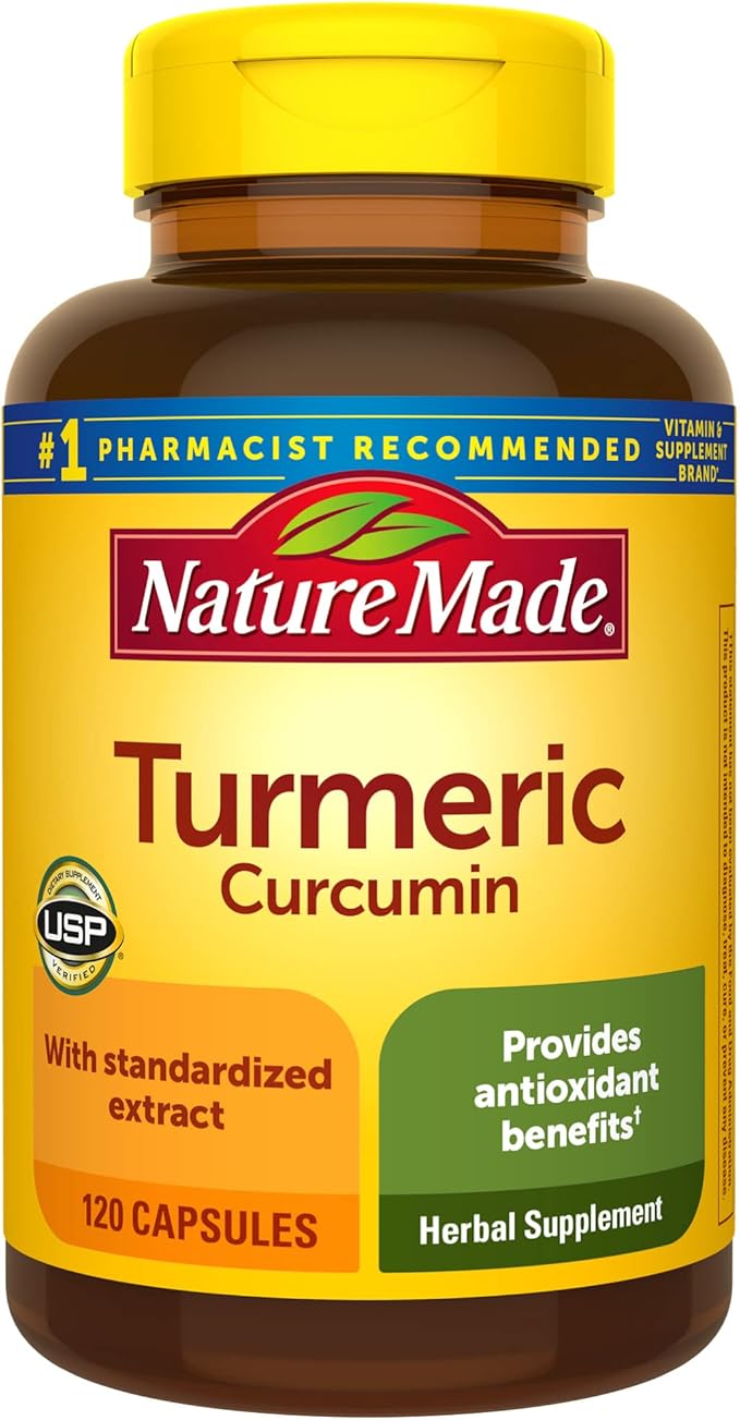 Nature Made Turmeric Curcumin 500mg – Antioxidant Herbal Supplement – Joint, Immune & Inflammation Support – USP Verified, Gluten-Free – 120 Capsules (120-Day Supply)