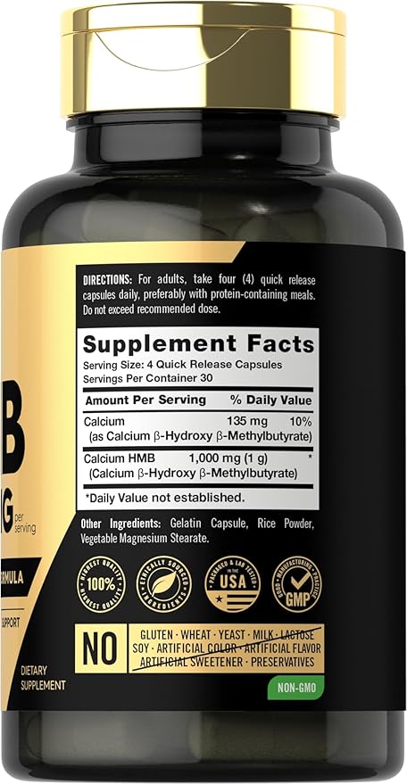 Carlyle HMB Supplement – 1000mg, 120 Capsules, Advanced Athlete Formula, Non-GMO, Gluten-Free