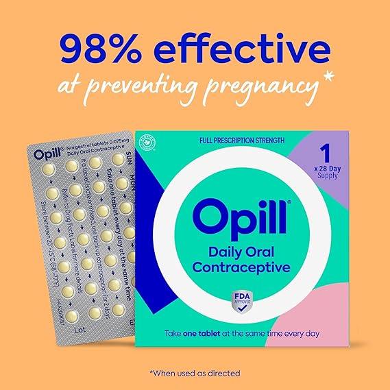Opill Daily Progestin-Only Birth Control – 28 Ct – OTC, Estrogen-Free, FDA-Approved Contraceptive Pill