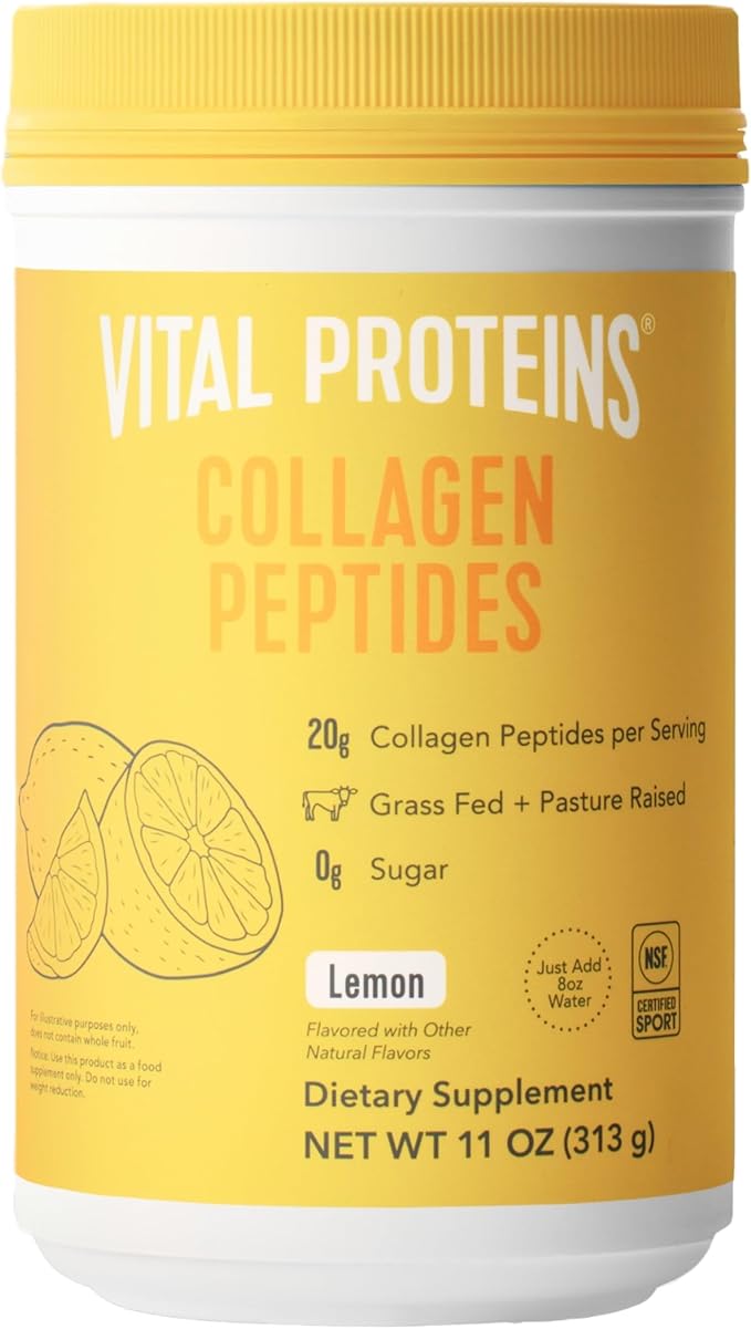 Vital Proteins Collagen Peptides Powder – Lemon Flavor – Grass-Fed, Sugar-Free Collagen for Hair, Skin, Joints & Bones – Keto & Paleo – 14 Servings