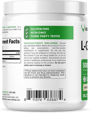 Bucked Up L-Glutamine Powder – 5000mg Per Serving, Essentials, 50 Servings, 250g Container