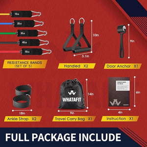 WHATAFIT Resistance Bands Set with Handles, Exercise Bands for Men & Women, Home Gym Strength Training