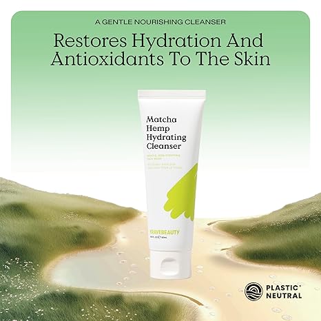 KraveBeauty Matcha Hemp Hydrating Cleanser – Gentle Non-Stripping Daily Face Wash, Vegan, Fragrance-Free, pH Balanced, 4.05 fl oz