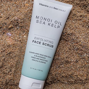 Vitamins and Sea Beauty Exfoliating Face Scrub – Monoi Oil, Sea Kelp & Natural Pumice, Clarifying & Firming Vegan Facial Exfoliator, Paraben-Free, 5.1 fl oz
