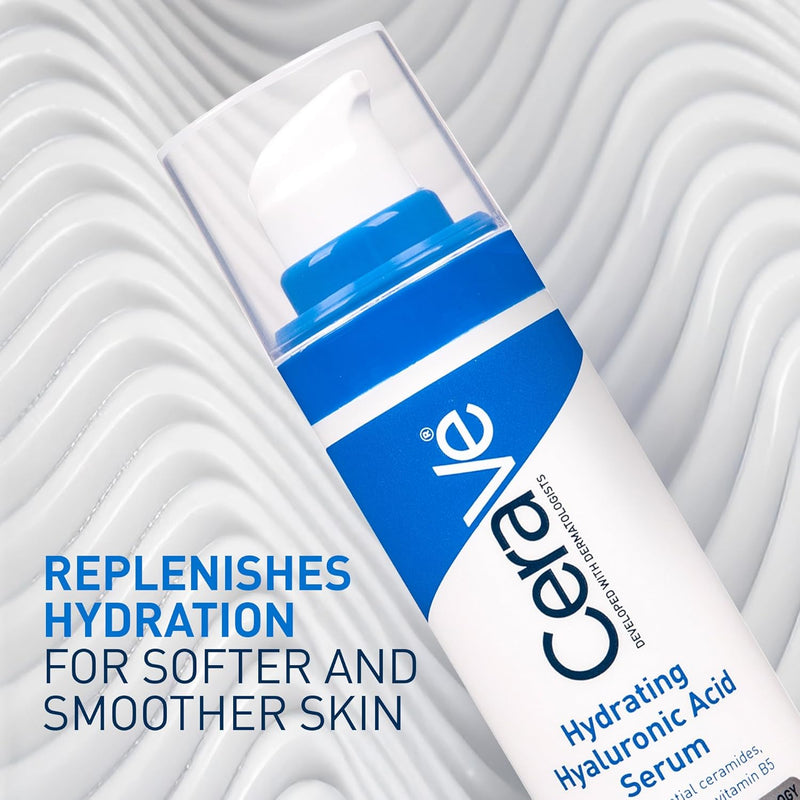 CeraVe Hyaluronic Acid Serum for Face with Vitamin B5 & Ceramides – Hydrating, Fragrance Free, Non-Comedogenic – 1 oz