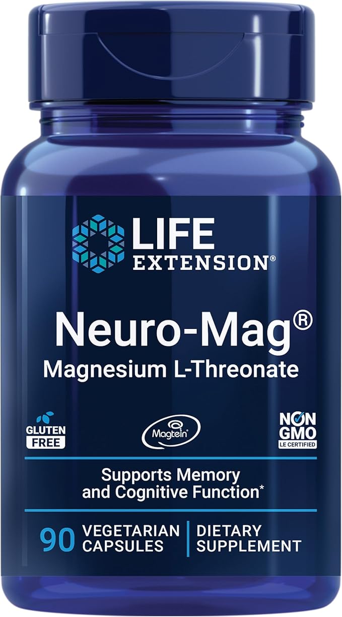 Life Extension Neuro-Mag Magnesium L-Threonate – Memory & Cognitive Support – 90 Vegetarian Capsules