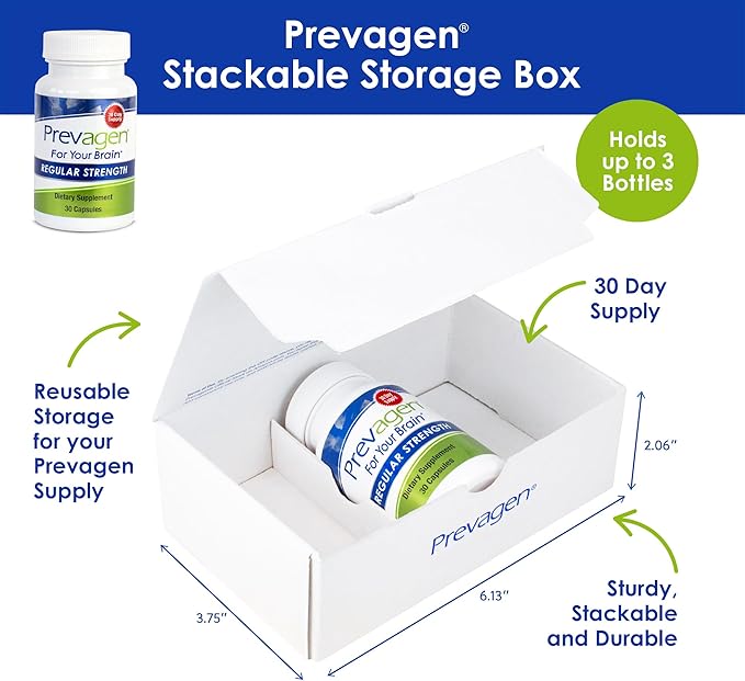 Prevagen Regular Strength 10mg Brain Supplement – Memory & Cognitive Support with Apoaequorin & Vitamin D – 30 Capsules + Stackable Storage Box