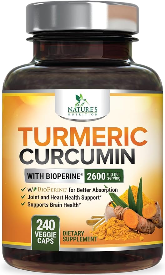 Turmeric Curcumin 2600mg with 95% Curcuminoids & BioPerine – High Absorption Joint Support – Vegan, Non-GMO, Gluten-Free – 240 Capsules