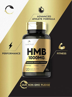 Carlyle HMB Supplement – 1000mg, 120 Capsules, Advanced Athlete Formula, Non-GMO, Gluten-Free