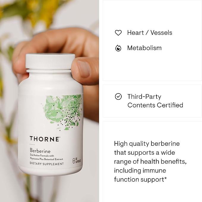 THORNE Berberine Supplement – Dual Action Phytosome Formula for Heart, Immune & Gut Health – Enhanced Absorption – Gluten-Free, Dairy-Free – 60 Capsules