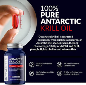 100% Pure Organic Krill Oil 1000mg – 56% Phospholipids, SuperbaBoost® Antarctic Omega-3 with Astaxanthin – No Fish Oil, No Aftertaste – 60 Softgels
