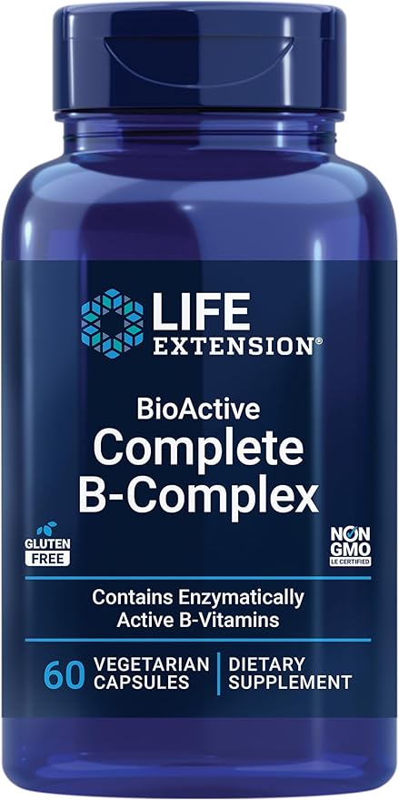 Life Extension BioActive Complete B-Complex – Energy, Heart, Brain & Nerve Support – 60 Vegetarian Capsules