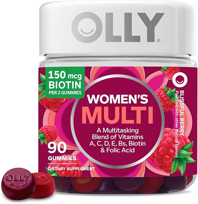 OLLY Women’s Multivitamin Gummies – Berry Flavor – Vitamins A, C, D, E, Biotin, Folic Acid & B Vitamins – 90 Gummies (45-Day Supply) – Gluten-Free