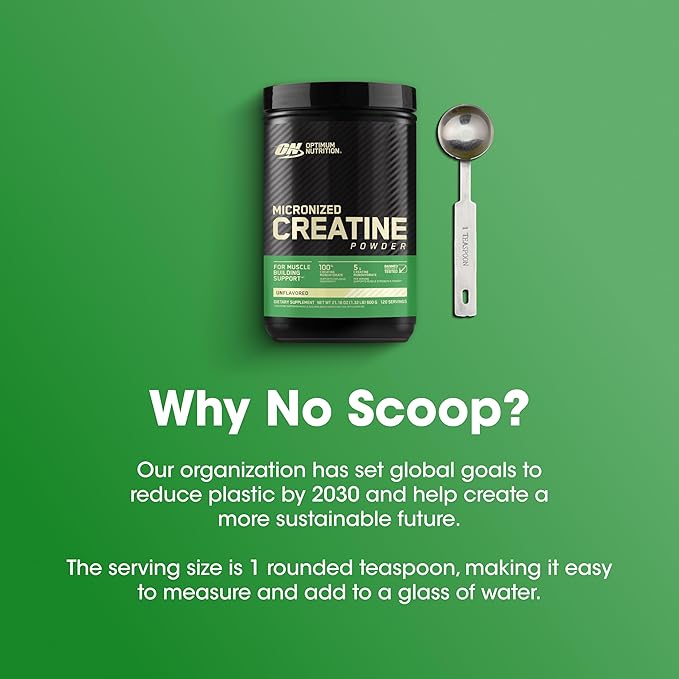 Optimum Nutrition Micronized Creatine Monohydrate Powder – Unflavored, 600g, 120 Servings