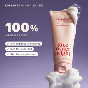 The Face Shop Rice Water Bright Double Cleansing Duo Set with Ceramide – Gentle Face Wash & Pore Control Cleansing Oil – Hydrating, Vegan, Korean Skin Care