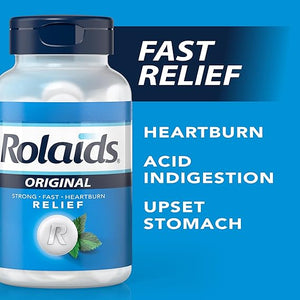 Rolaids Original Strength Antacid, 96 Chewable Tablets – Fast Heartburn Relief with Calcium & Magnesium – Mint Flavor