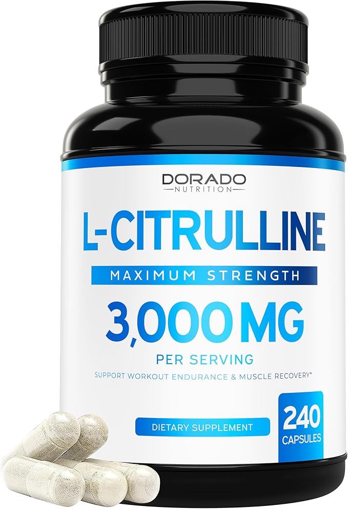 DORADO NUTRITION L Citrulline 3000mg Supplement – 240 Capsules, Supports L-Arginine & Nitric Oxide, Vegan & Non-GMO