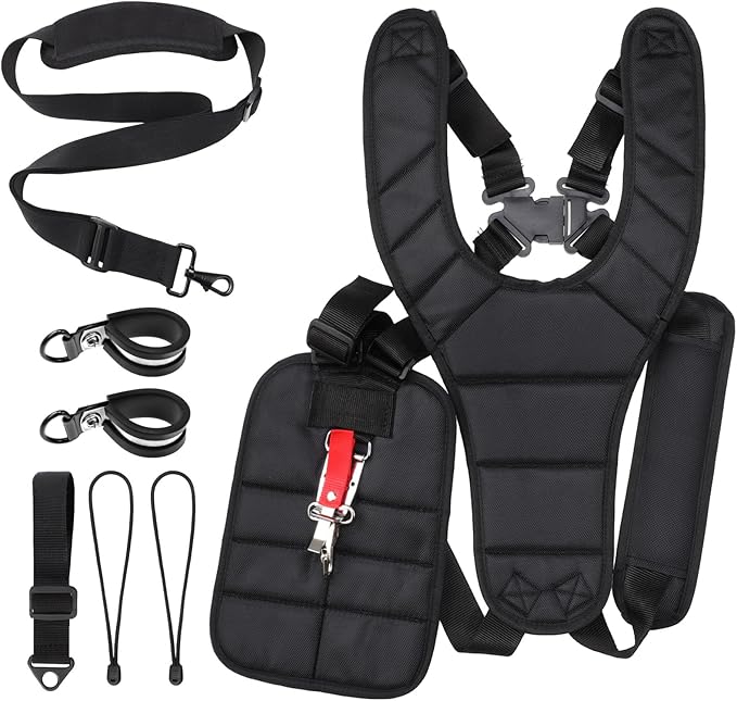 2 Pcs Padded Double Shoulder Strap Belt, Adjustable Trimmer Shoulder Strap for Brush Cutter, Lawn Mower, Blower