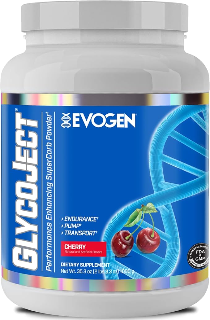 Evogen GlycoJect Super Carb Powder – Rapid Absorption, Cherry Flavor, 37 Servings, Pre & Post Workout