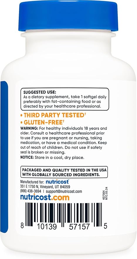 Nutricost Astaxanthin 12mg – Natural Microalgae Antioxidant for Skin, Eyes, Joints & Immune Support – Non-GMO, Gluten-Free – 60 Softgels (2 Month Supply)