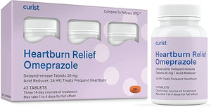 Curist Omeprazole 20mg Tablets (42 Count | 3 x 14-Day Courses) – Delayed-Release Acid Reducer for Frequent Heartburn & Acid Reflux Relief – Once-Daily OTC Treatment