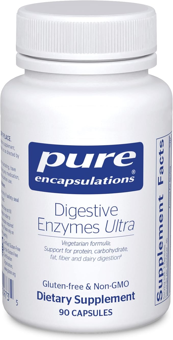Pure Encapsulations Digestive Enzymes Ultra – Vegetarian Enzyme Blend for Protein, Carb, Fiber & Dairy Digestion – Non-GMO, Gluten-Free – 90 Capsules
