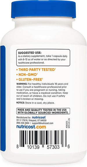 Nutricost Bovine Colostrum 500mg – Immune & Gut Health Support – Non-GMO, Gluten-Free, Third-Party Tested – 120 Capsules