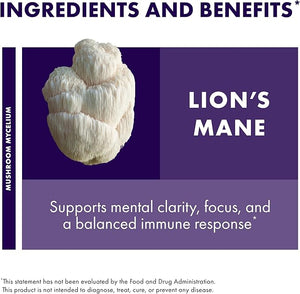 Host Defense Lion’s Mane – Brain, Focus & Memory Support – Immune & Nervous System – 60 Vegan Capsules