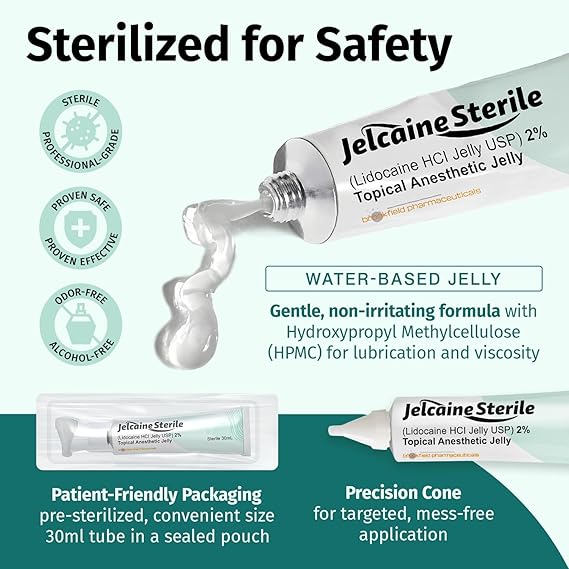 Jelcaine Lidocaine 2% Numbing Gel – 30mL – Fast Relief for Burns, Cuts, Insect Bites & Skin Irritation
