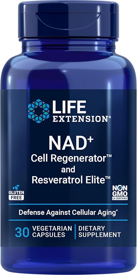 Life Extension NAD+ Cell Regenerator with Resveratrol Elite – Nicotinamide Riboside, Trans-Resveratrol, Quercetin & Fisetin – Healthy Aging & Energy – 30 Vegetarian Capsules