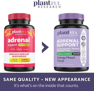 Adrenal Support & Cortisol Manager – High-Potency Adaptogen Complex with Ashwagandha, Rhodiola & Ginseng – Energy, Stress & Sleep Support – Non-GMO – 60 Capsules